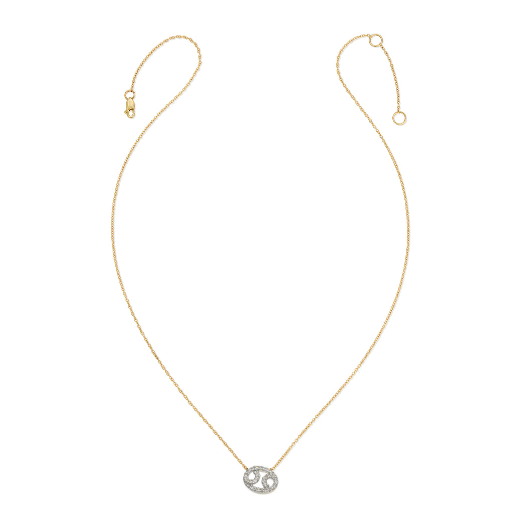 Diamond Horoscope Necklace - Cancer - 14 Karat Yellow Gold and Diamonds