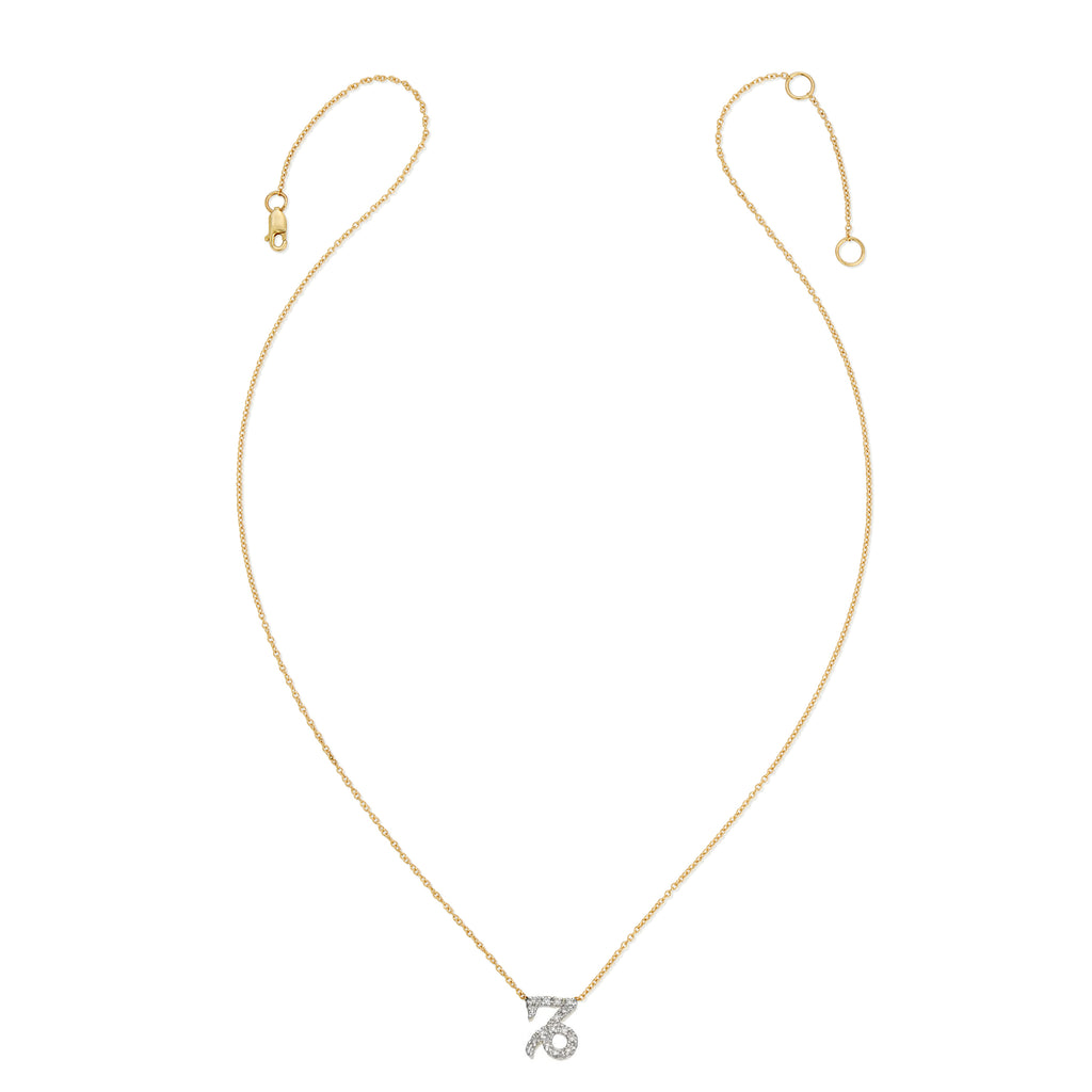 Diamond Horoscope Necklace - Capricorn - 14 Karat Yellow Gold and Diamonds
