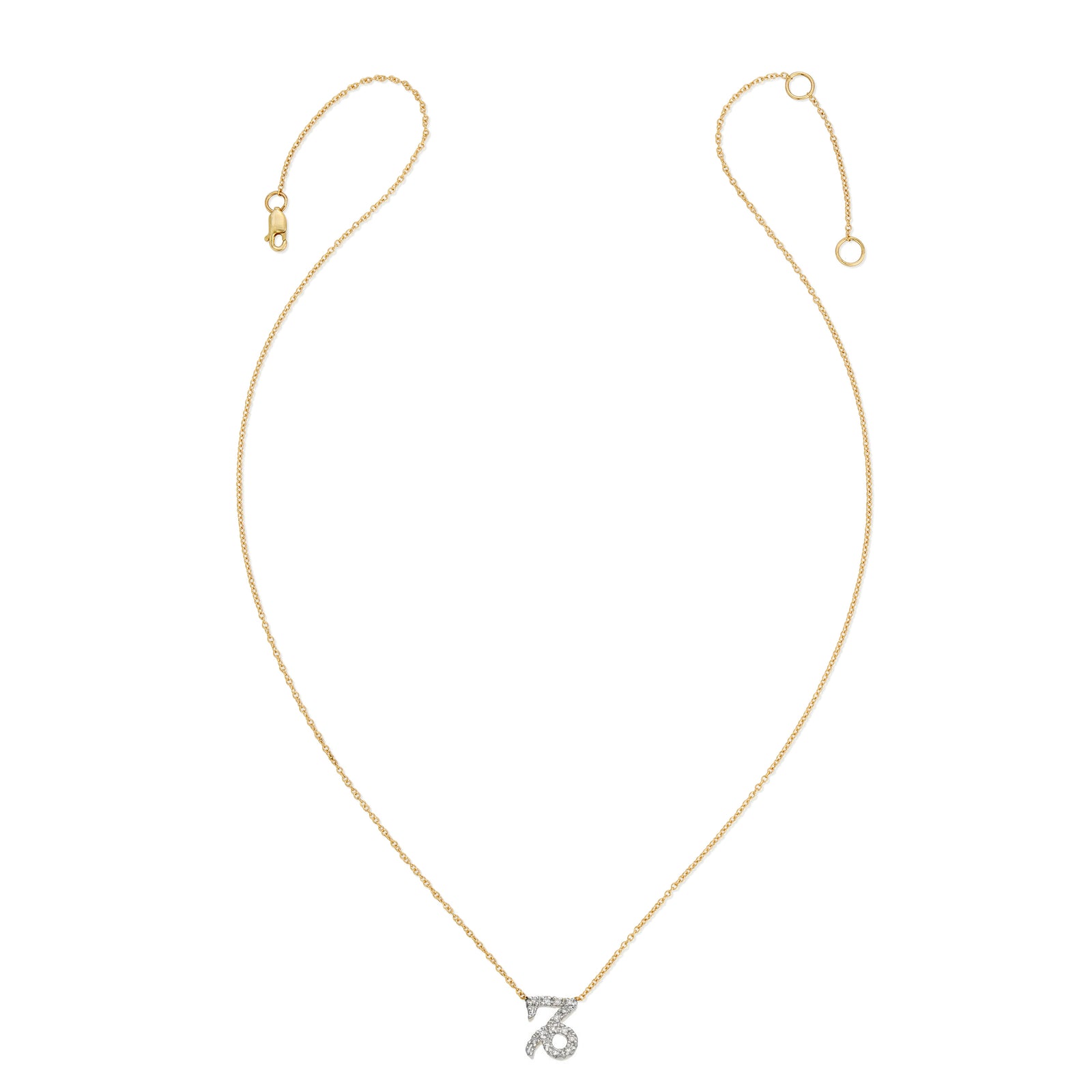 Diamond Horoscope Necklace - Capricorn - 14 Karat Yellow Gold and Diamonds