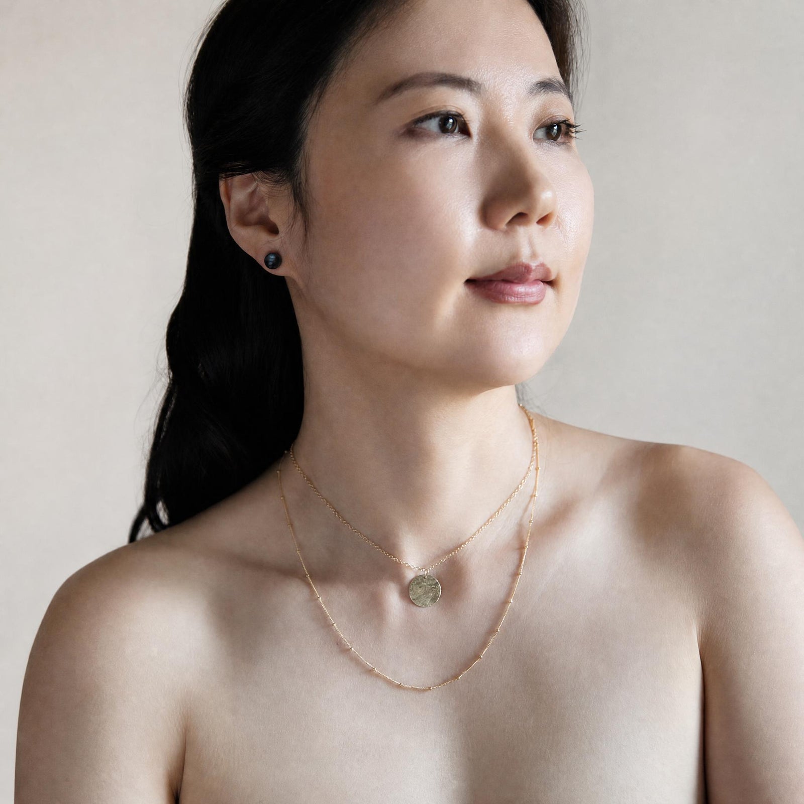 Draped Hand Hammered Coin Necklace - 14K Gold-Filled