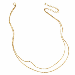 Draped Drawn Box Chains Necklace - 14K Gold-Filled
