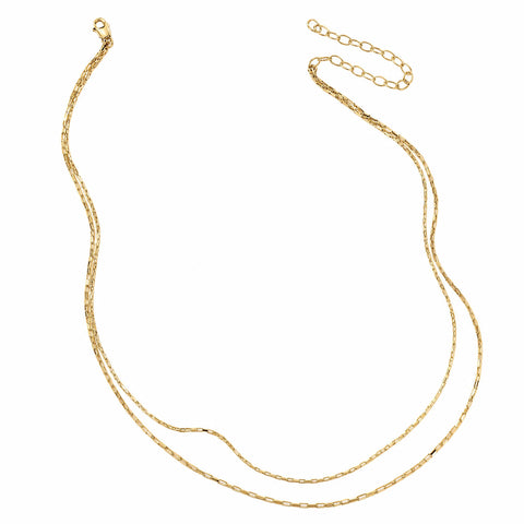 Draped Drawn Box Chains Necklace - 14K Gold-Filled
