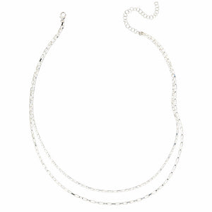 Draped Drawn Box Chains Necklace - Sterling Silver