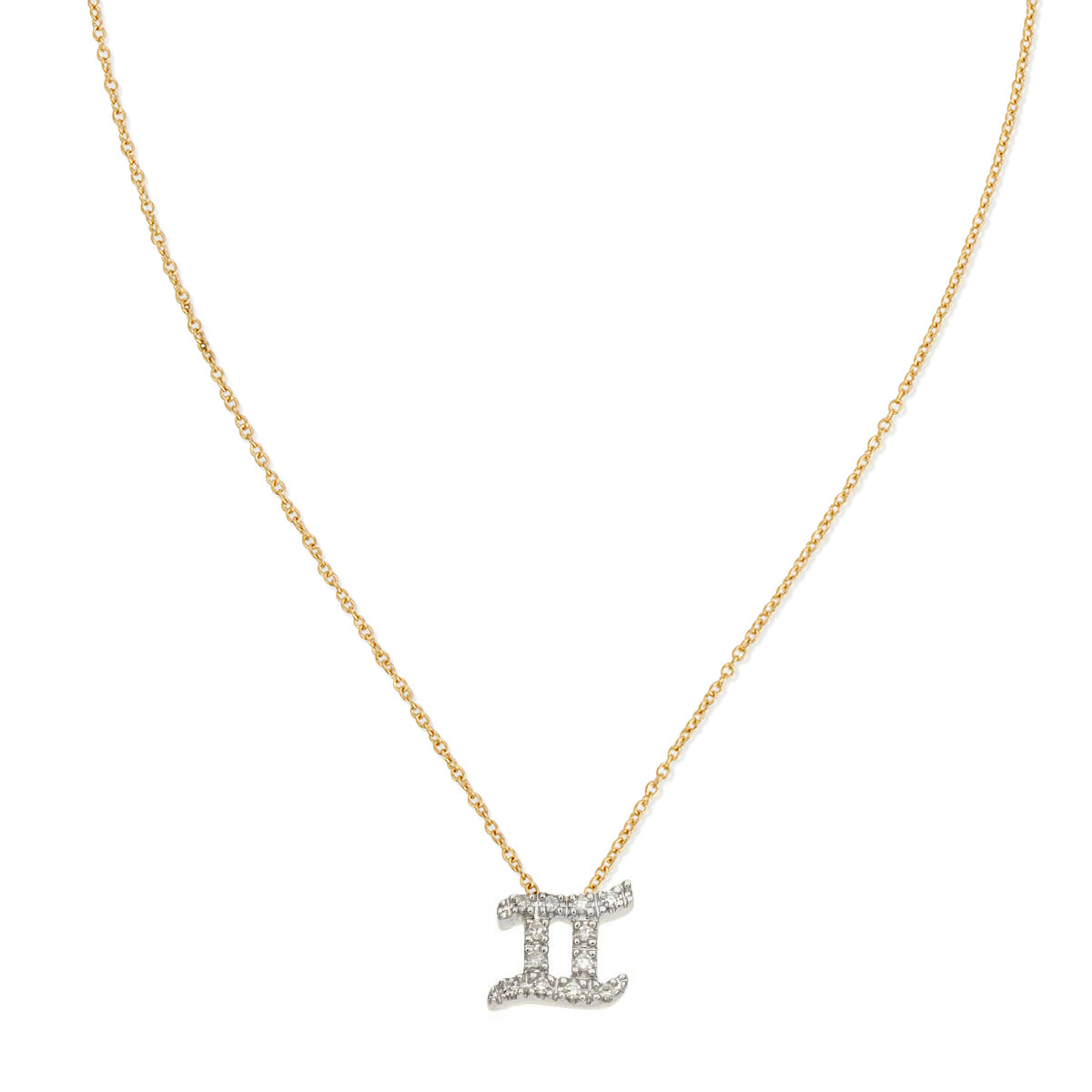Diamond Horoscope Necklace - Gemini - 14 Karat Yellow Gold and Diamonds