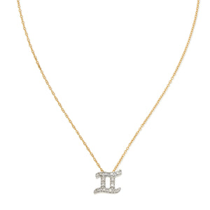 Diamond Horoscope Necklace - Gemini - 14 Karat Yellow Gold and Diamonds