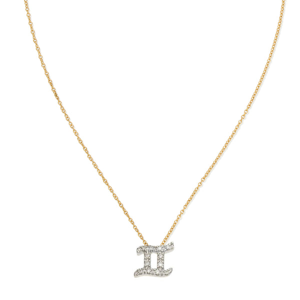 Diamond Horoscope Necklace - Gemini - 14 Karat Yellow Gold and Diamonds