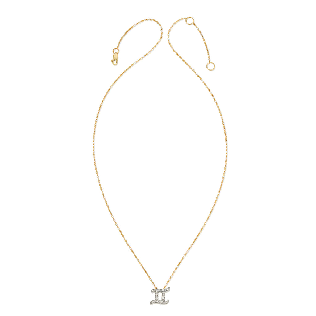 Diamond Horoscope Necklace - Gemini - 14 Karat Yellow Gold and Diamonds