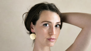 Large Hand Hammered Disc Earrings - Gold-Filled