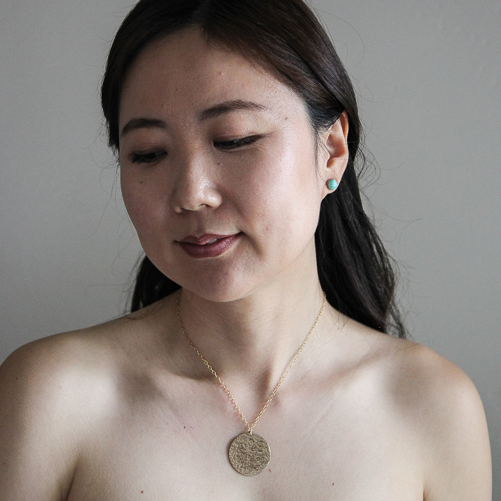 Hand Hammered Disc Necklace - 32MM  - 14K Gold-Filled