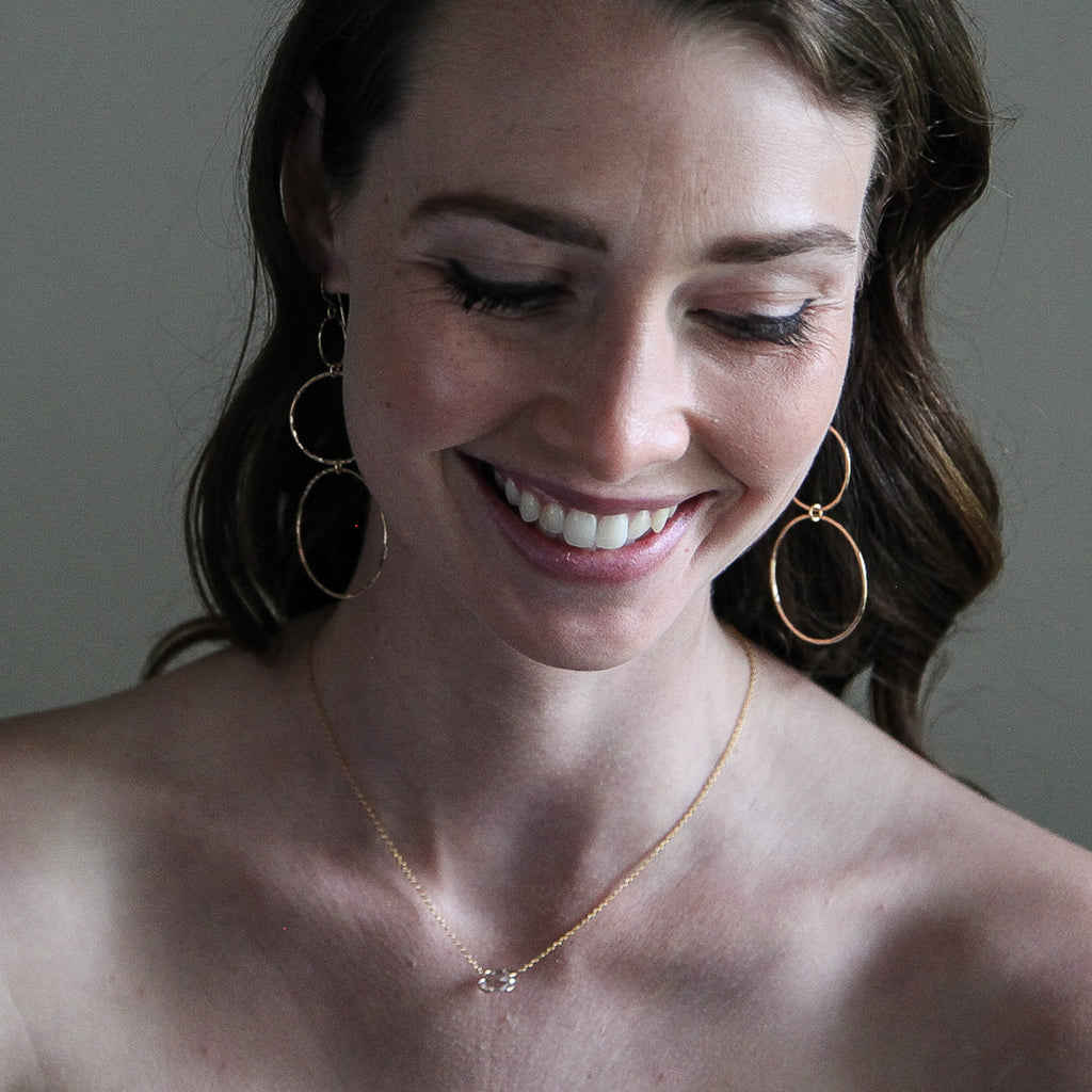 Graduated 3 Link Hand Hammered Earrings - 14K Gold-Filled