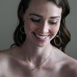 Graduated 3 Link Hand Hammered Earrings - 14K Gold-Filled