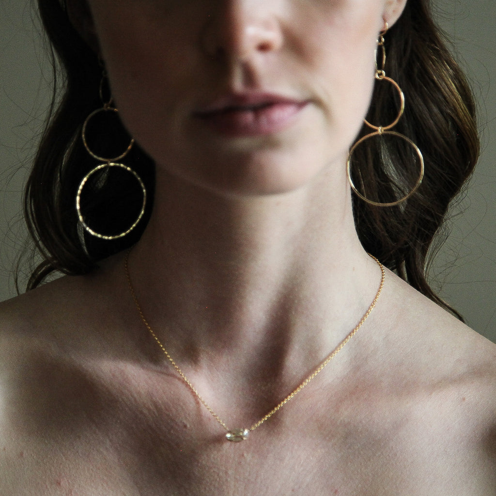 Graduated 3 Link Hand Hammered Earrings - 14K Gold-Filled