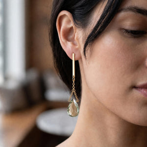 Hold On Faceted Gemstone Drop Post Earrings - 14K Gold-Filled