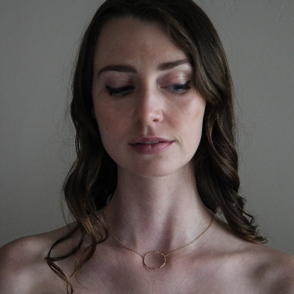 Hammered Circle Necklace - Large - 26MM - 14K Gold-Filled