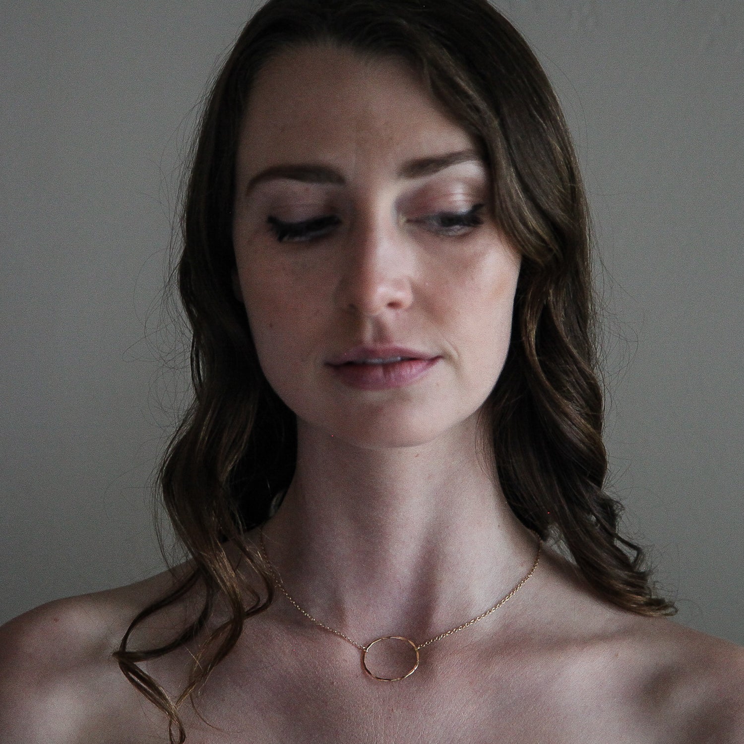 Hammered Circle Necklace - Large - 26MM - 14K Gold-Filled