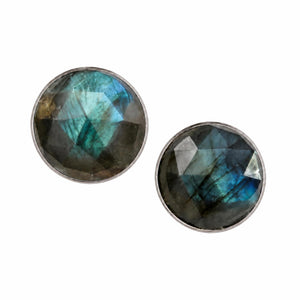 Oversized Labradorite Gemstone Stud Earrings