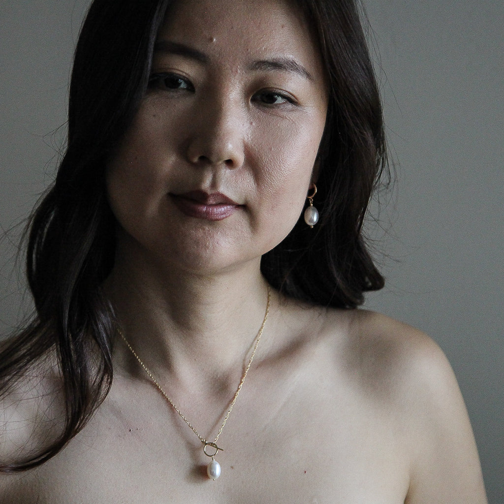 Girl with A Pearl Huggie Hoop Earrings - 14K Gold-Filled