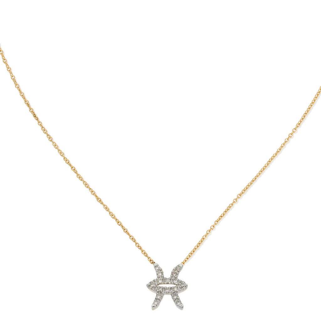 Diamond Horoscope Necklace - Pisces - 14 Karat Yellow Gold and Diamonds