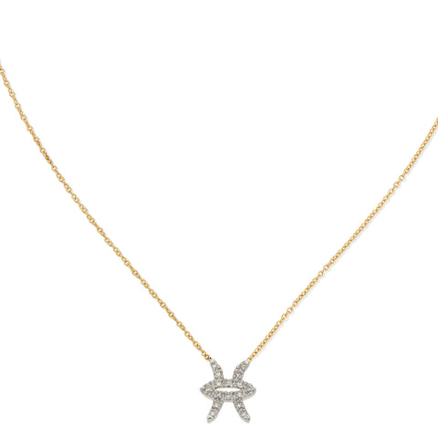 Diamond Horoscope Necklace - Pisces - 14 Karat Yellow Gold and Diamonds