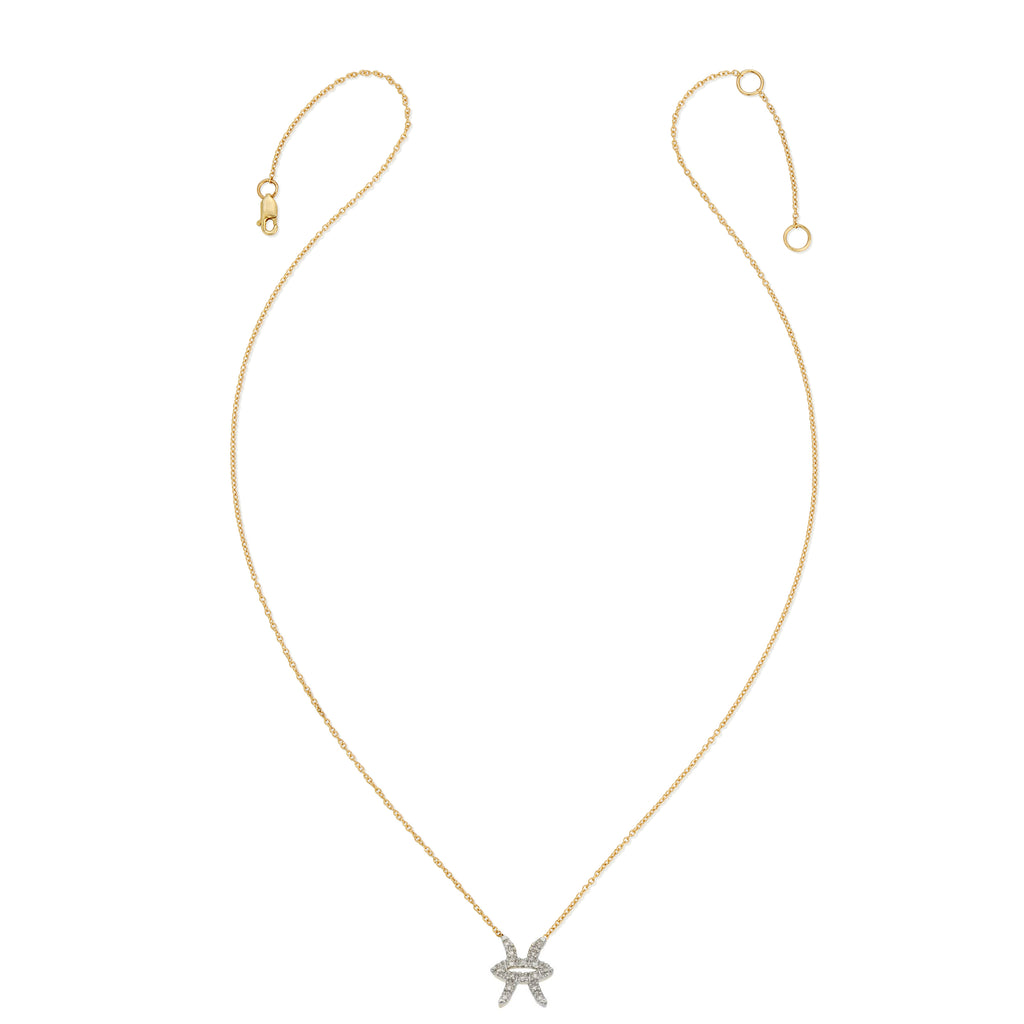 Diamond Horoscope Necklace - Pisces - 14 Karat Yellow Gold and Diamonds