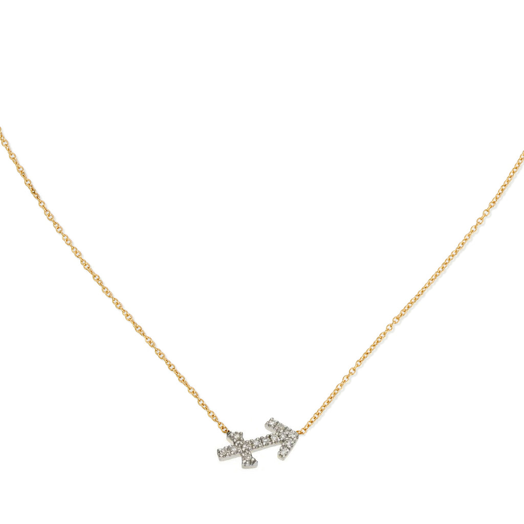Diamond Horoscope Necklace - Sagittarius - 14 Karat Yellow Gold and Diamonds