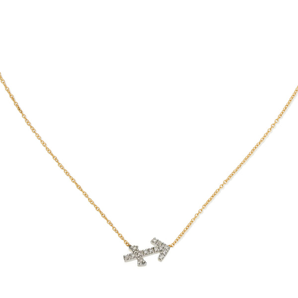 Diamond Horoscope Necklace - Sagittarius - 14 Karat Yellow Gold and Diamonds