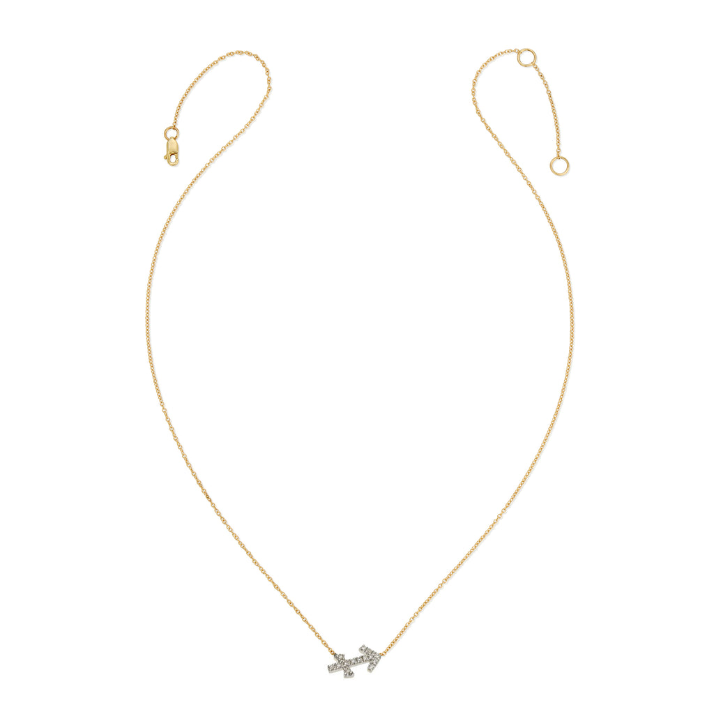 Diamond Horoscope Necklace - Sagittarius - 14 Karat Yellow Gold and Diamonds