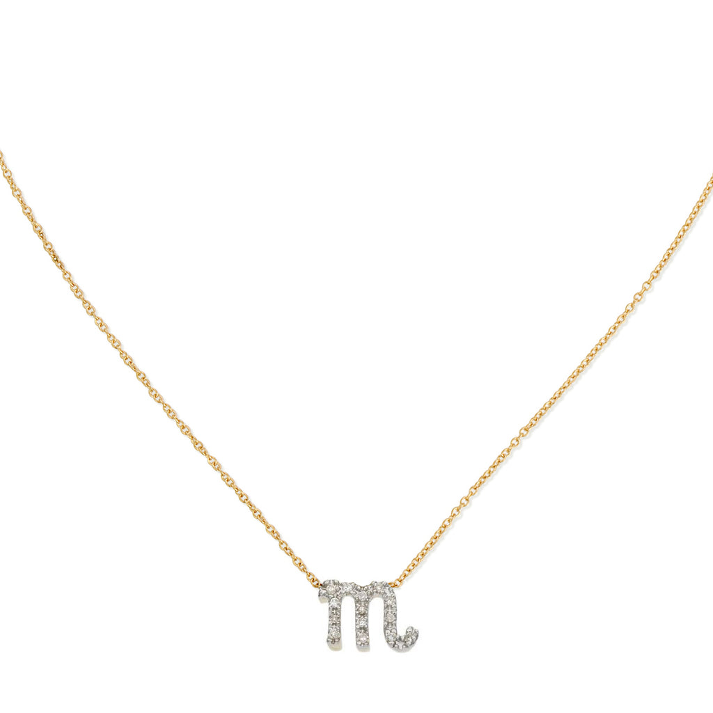 Diamond Horoscope Necklace - Scorpio - 14 Karat Yellow Gold and Diamonds