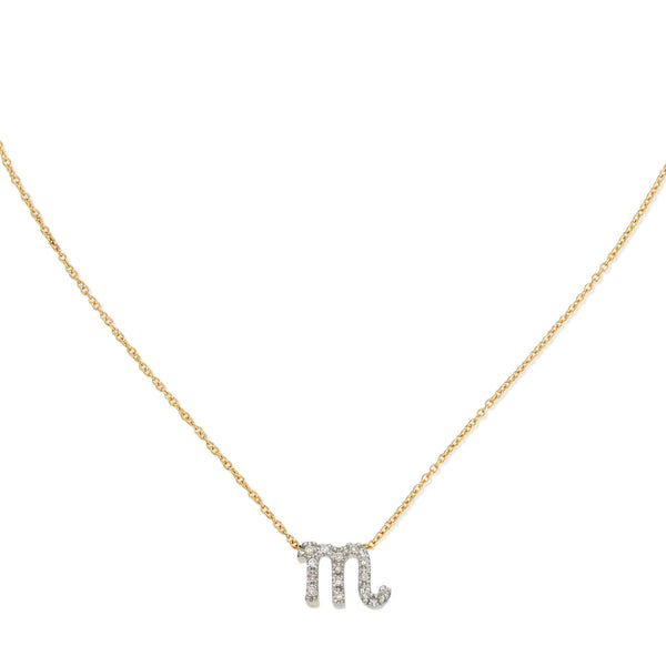 Diamond Horoscope Necklace - Scorpio - 14 Karat Yellow Gold and Diamonds