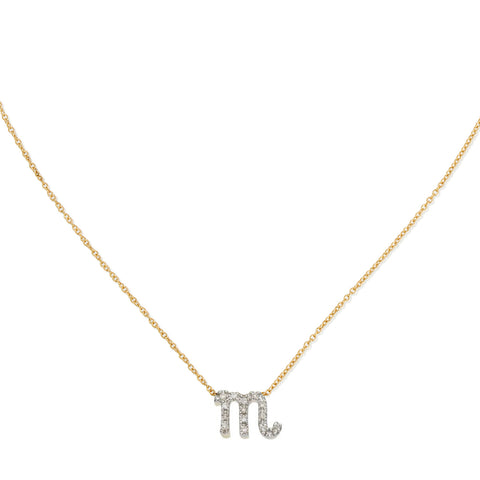 Diamond Horoscope Necklace - Scorpio - 14 Karat Yellow Gold and Diamonds
