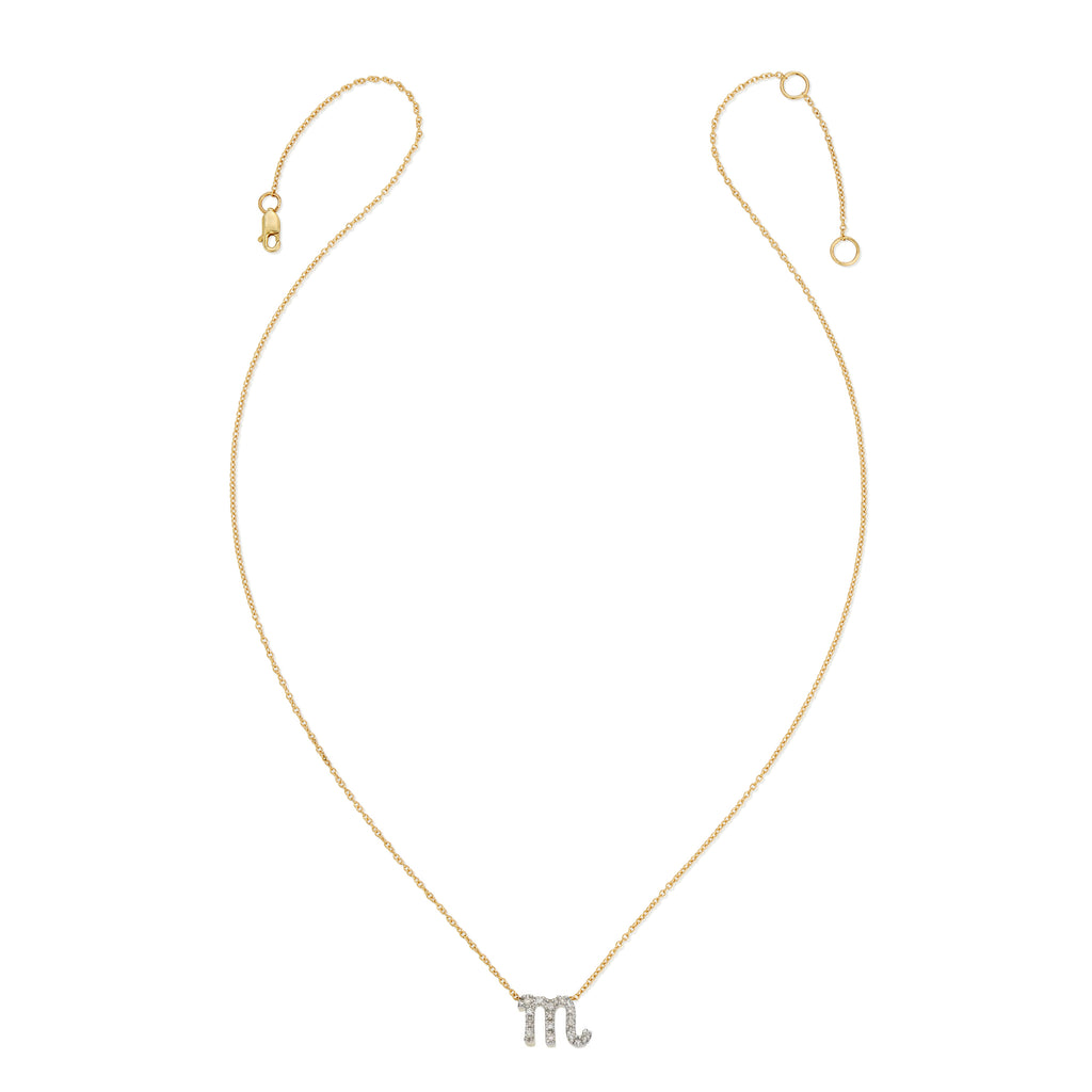 Diamond Horoscope Necklace - Scorpio - 14 Karat Yellow Gold and Diamonds