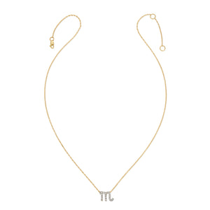 Diamond Horoscope Necklace - Scorpio - 14 Karat Yellow Gold and Diamonds