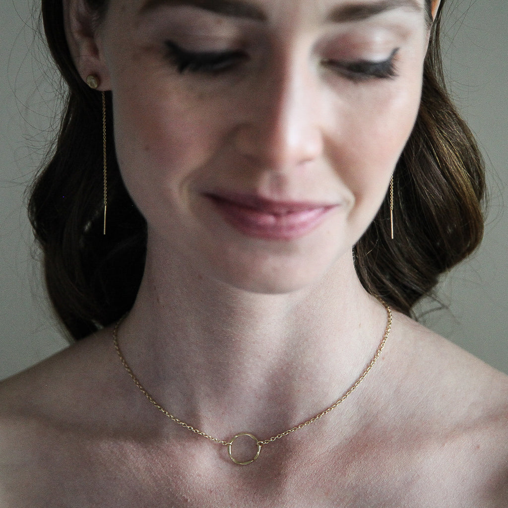 Hammered Circle Necklace - Tiny - 11MM - 14K Gold-Filled