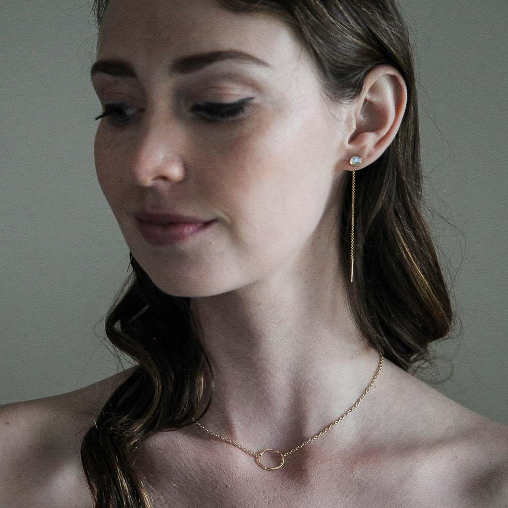 Speedway Stud Thread Thru Earrings – 4mm - 14K Yellow Gold - Fine Jewelry