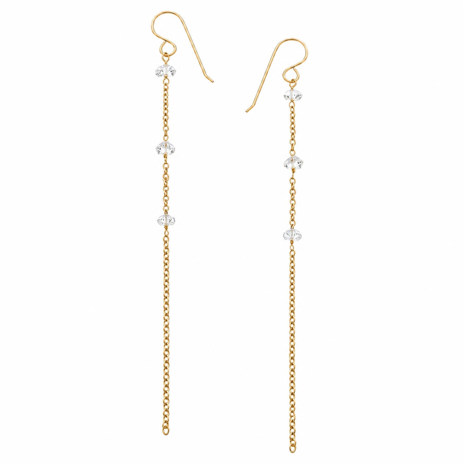 Shooting Star Herkimer Diamond Duster Earrings - 14K Gold-Filled