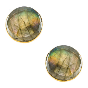 Oversized Labradorite Gemstone Stud Earrings