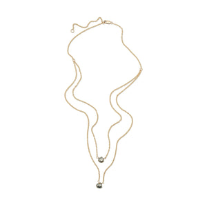 2 Tiny Gemstones Drape Necklace