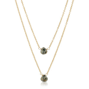 2 Tiny Gemstones Drape Necklace