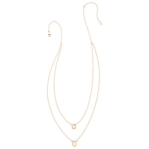 2 Tiny Gemstones Drape Necklace