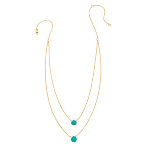 2 Tiny Gemstones Drape Necklace