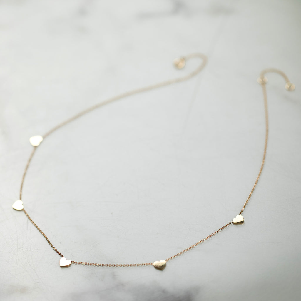 14K 5 Hearts Necklace