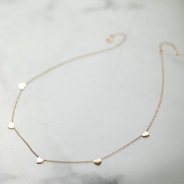 14K 5 Hearts Necklace