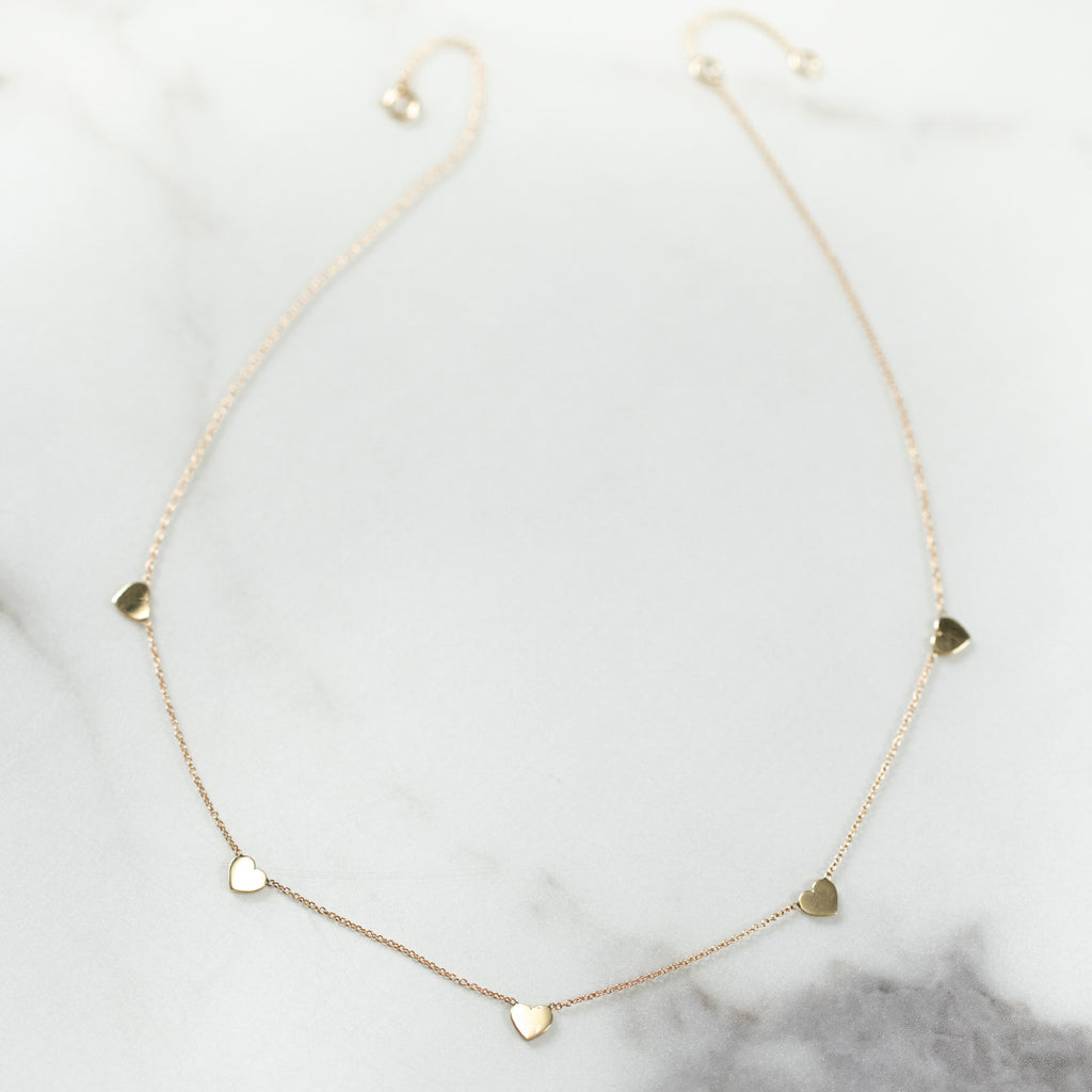 14K 5 Hearts Necklace