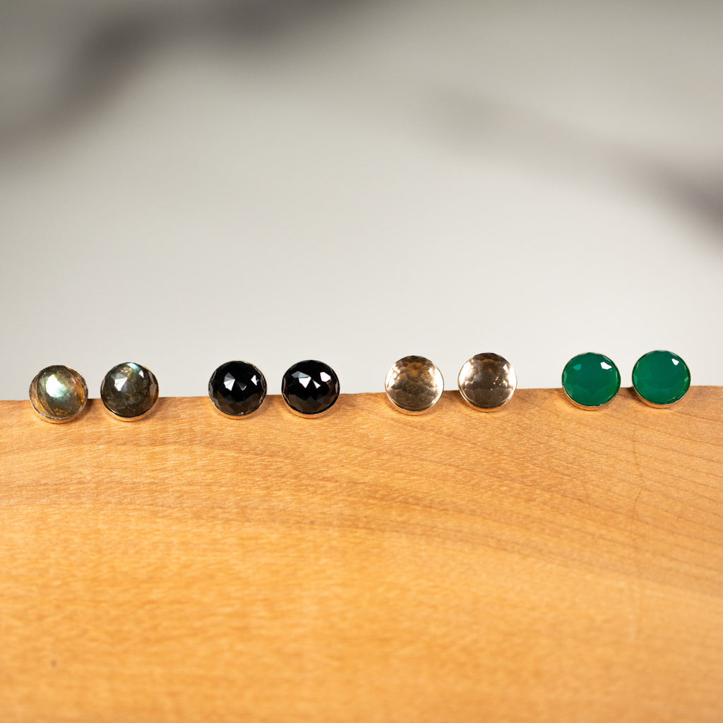 Babe Dome Gemstone Stud Earrings