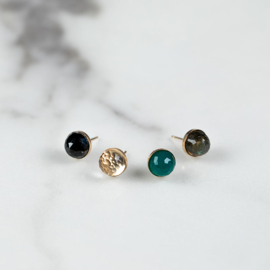 Babe Dome Gemstone Stud Earrings