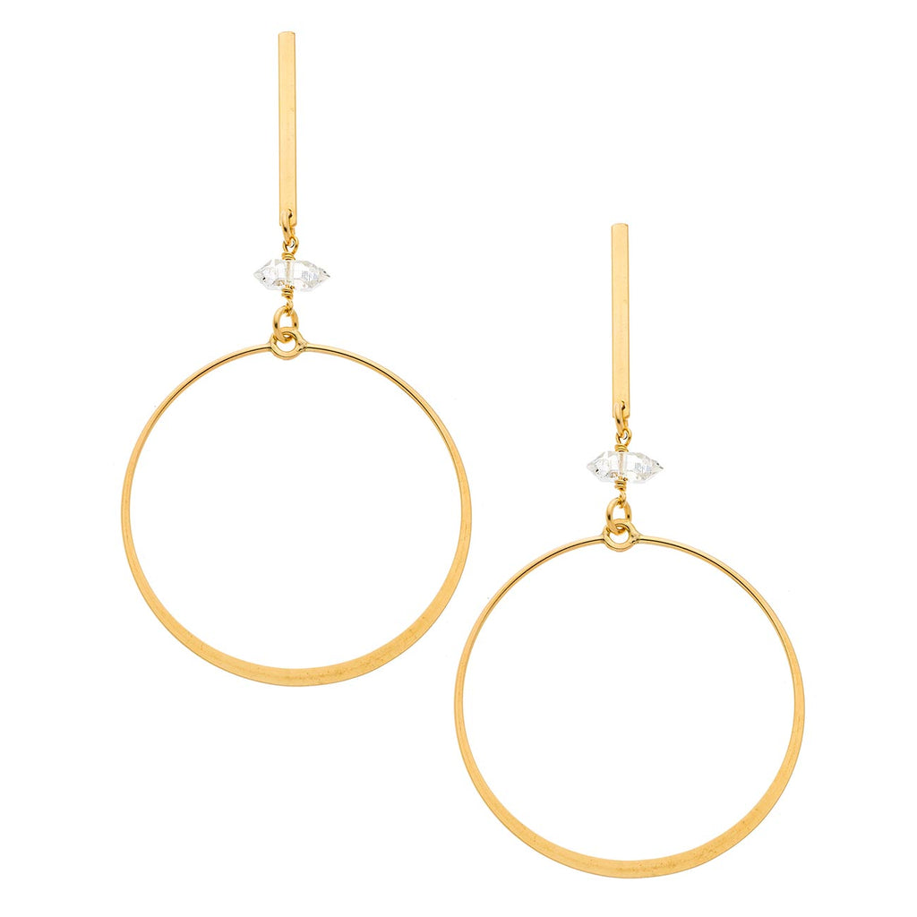 Crazy for You Flat Front Hoop Drop Earrings - 14K Gold-Filled