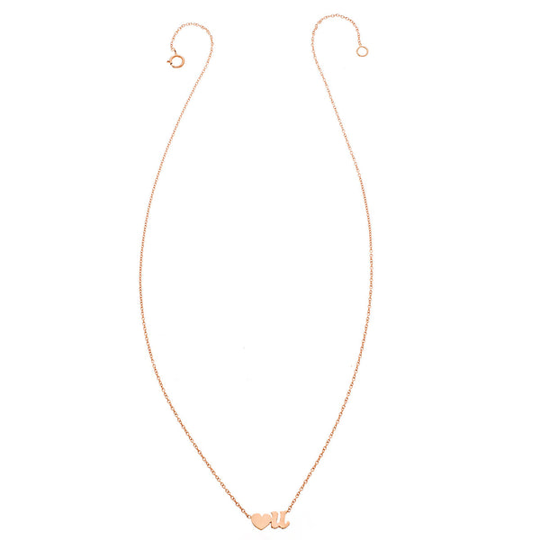 14K Heart U Script Necklace