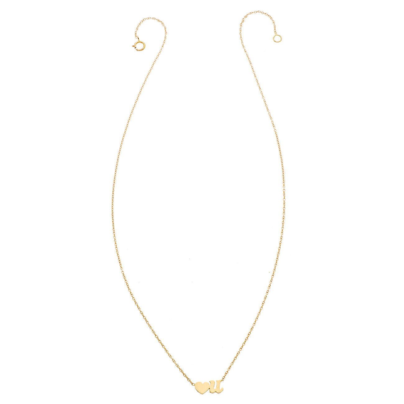 14K Heart U Script Necklace
