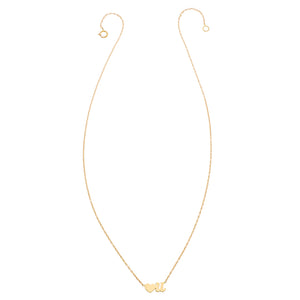 14K Heart U Script Necklace