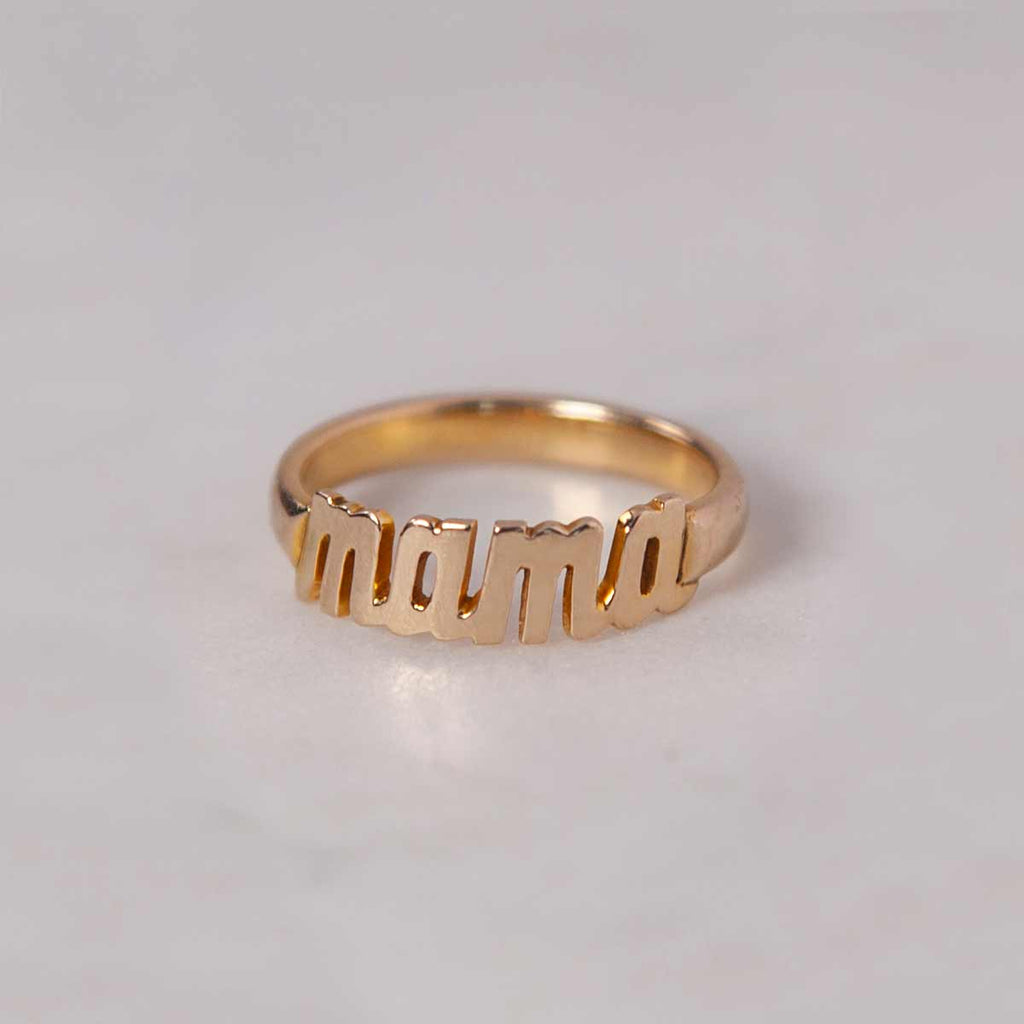 Script Ring with Comfort Band - Customizable (14K Yellow Gold)